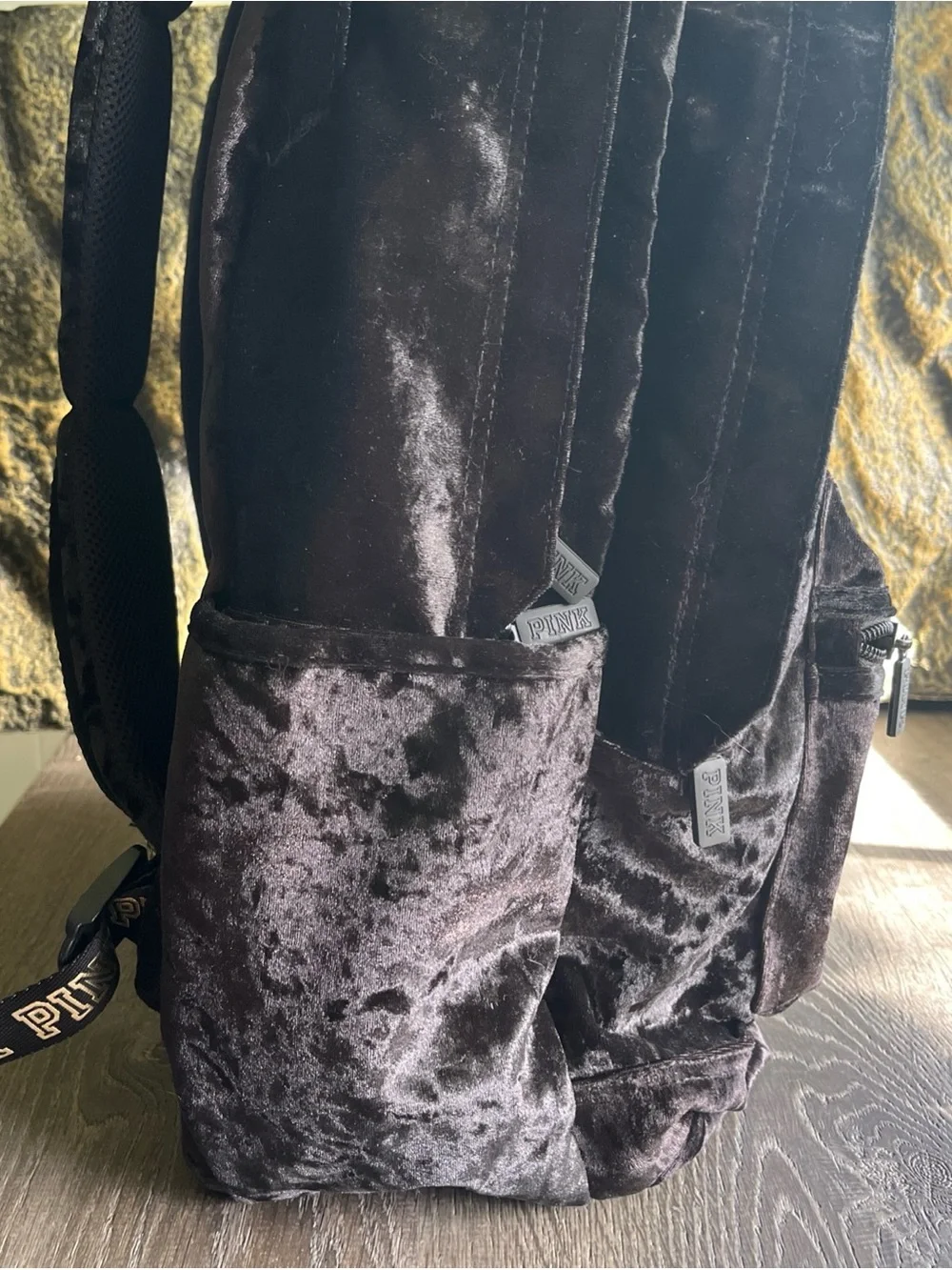 PINK Victoria's Secret Velvet Black Backpack Large 18x14x8